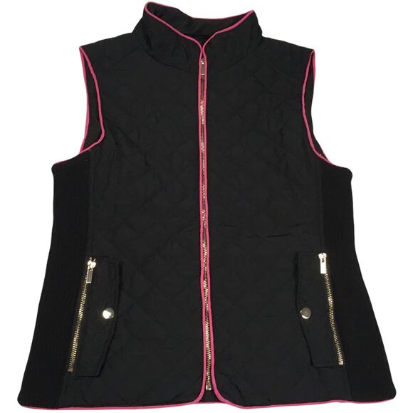 Mi Ami Francesca's Quilted Vest Black Sleeveless Full Zip Mock Neck NEW Womens S - Picture 1 of 10